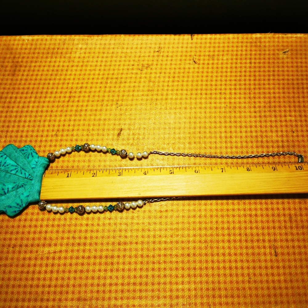 Unique Turquoise Fabric Shell Necklace - Picture 8 of 16